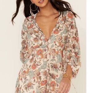 ❤️… Free People Earth Tea Combo Floral Boho dress